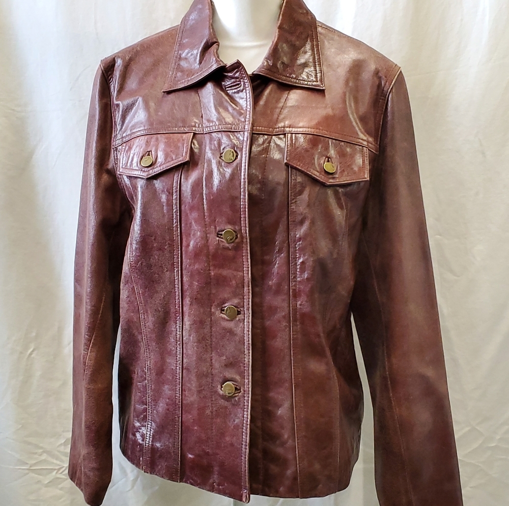 Vintage Emme leather breast pocket coat jacket 12 - Picture 2 of 6